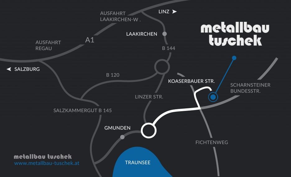 Anfahrtsplan metallbau tuschek Gmunden